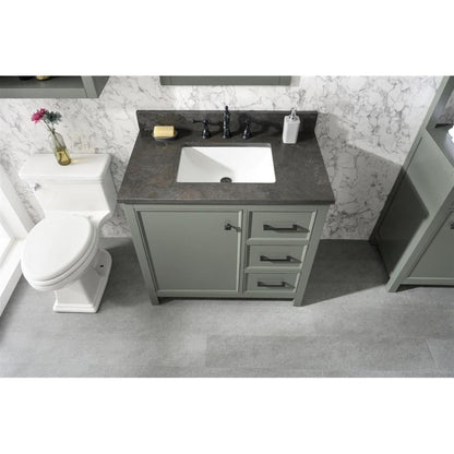 Legion Furniture WLF2136 36" Pewter Green Freestanding Vanity With Blue Lime Stone Top and White Ceramic Sink