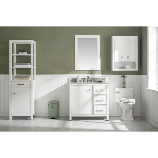 Legion Furniture WLF2136 36" White Freestanding Vanity With White Carrara Marble Top and White Ceramic Sink