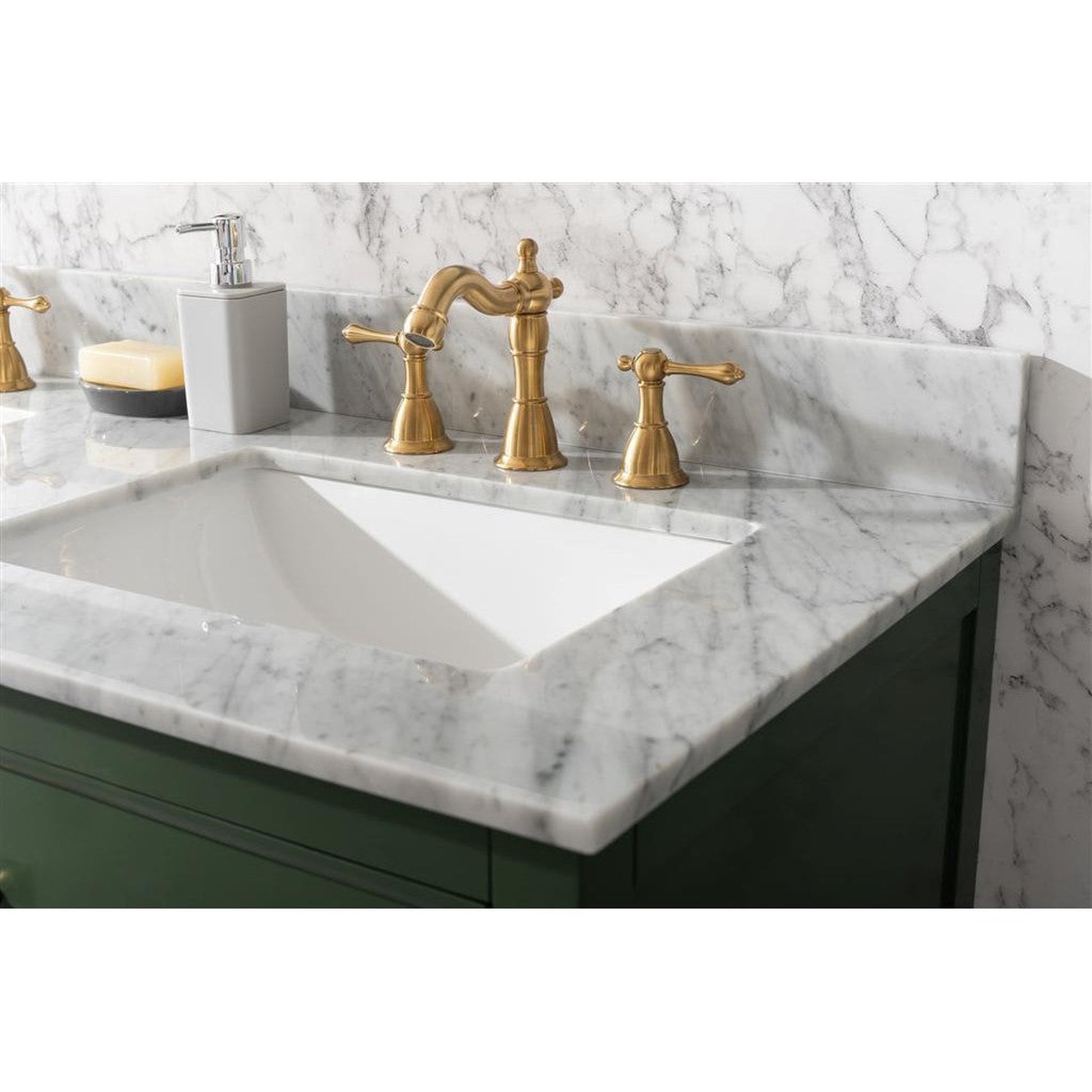 Legion Furniture WLF2154 54" Vogue Green Freestanding Vanity With White Carrara Marble Top and Double White Ceramic Sink