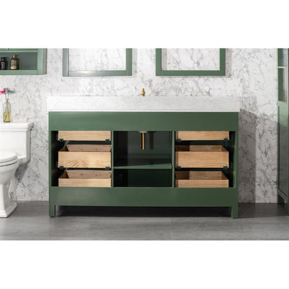 Legion Furniture WLF2160S 60" Vogue Green Freestanding Vanity With White Carrara Marble Top and Single White Ceramic Sink