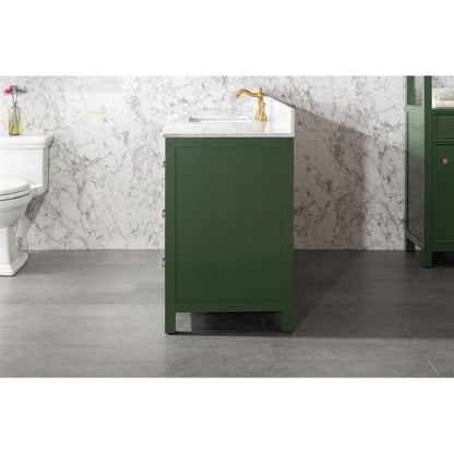 Legion Furniture WLF2160S 60" Vogue Green Freestanding Vanity With White Carrara Marble Top and Single White Ceramic Sink