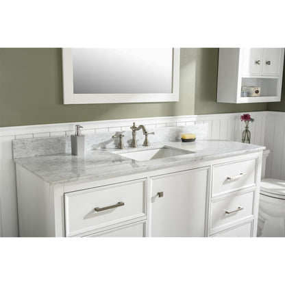 Legion Furniture WLF2160S 60" White Freestanding Vanity With White Carrara Marble Top and Single White Ceramic Sink