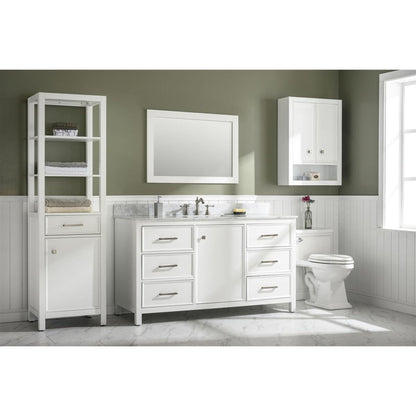 Legion Furniture WLF2160S 60" White Freestanding Vanity With White Carrara Marble Top and Single White Ceramic Sink