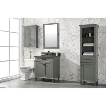 Legion Furniture WLF2230 30" Pewter Green Freestanding Vanity With Blue Lime Stone Top and White Ceramic Sink