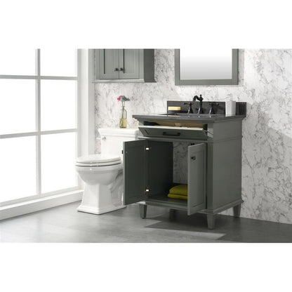 Legion Furniture WLF2230 30" Pewter Green Freestanding Vanity With Blue Lime Stone Top and White Ceramic Sink