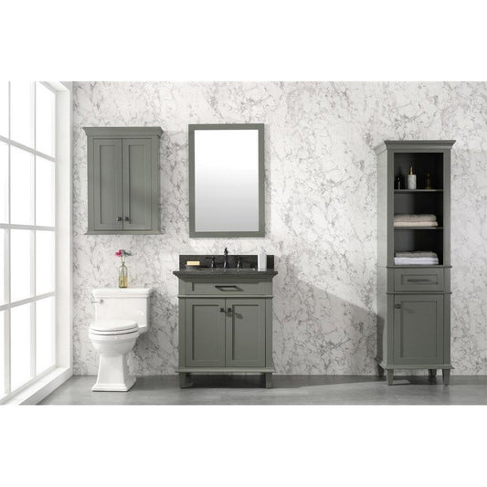 Legion Furniture WLF2230 30" Pewter Green Freestanding Vanity With Blue Lime Stone Top and White Ceramic Sink