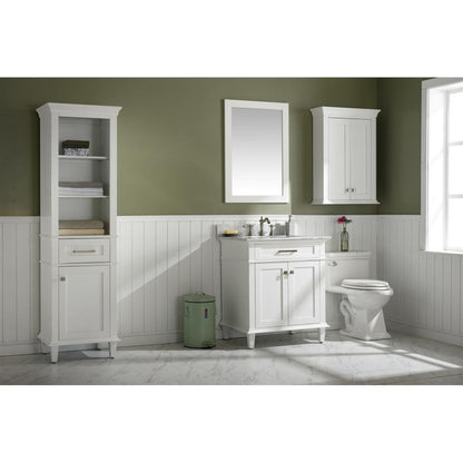 Legion Furniture WLF2230 30" White Freestanding Vanity With White Carrara Marble Top and White Ceramic Sink