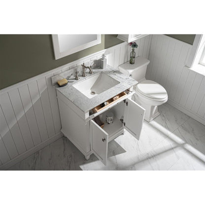 Legion Furniture WLF2230 30" White Freestanding Vanity With White Carrara Marble Top and White Ceramic Sink