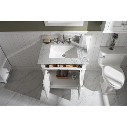 Legion Furniture WLF2230 30" White Freestanding Vanity With White Carrara Marble Top and White Ceramic Sink