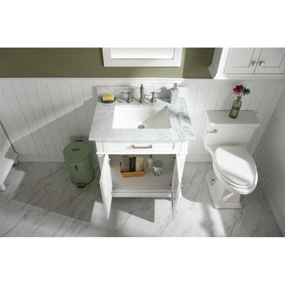 Legion Furniture WLF2230 30" White Freestanding Vanity With White Carrara Marble Top and White Ceramic Sink