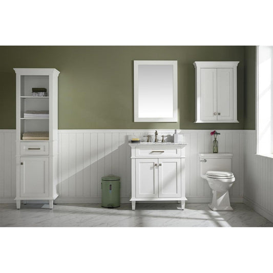 Legion Furniture WLF2230 30" White Freestanding Vanity With White Carrara Marble Top and White Ceramic Sink