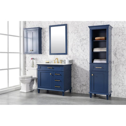 Legion Furniture WLF2236 36" Blue Freestanding Vanity With White Carrara Marble Top and White Ceramic Sink