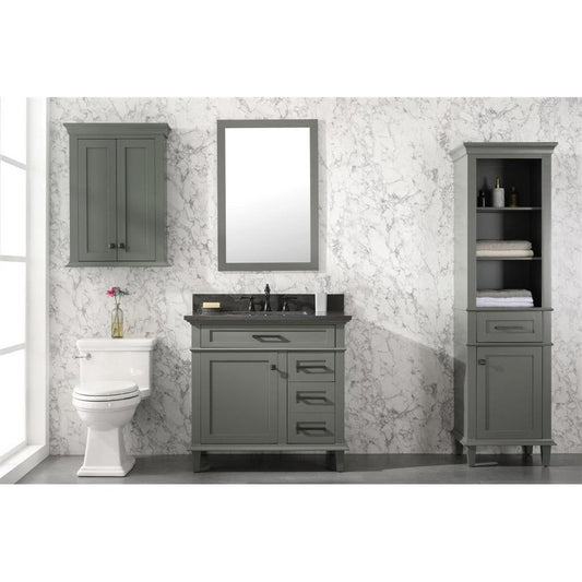 Legion Furniture WLF2236 36" Pewter Green Freestanding Vanity With Blue Lime Stone Top and White Ceramic Sink