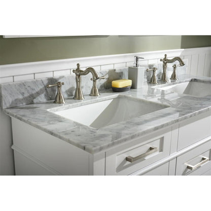 Legion Furniture WLF2254 54" White Freestanding Vanity With White Carrara Marble Top and Double White Ceramic Sink