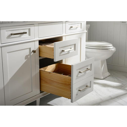 Legion Furniture WLF2254 54" White Freestanding Vanity With White Carrara Marble Top and Double White Ceramic Sink