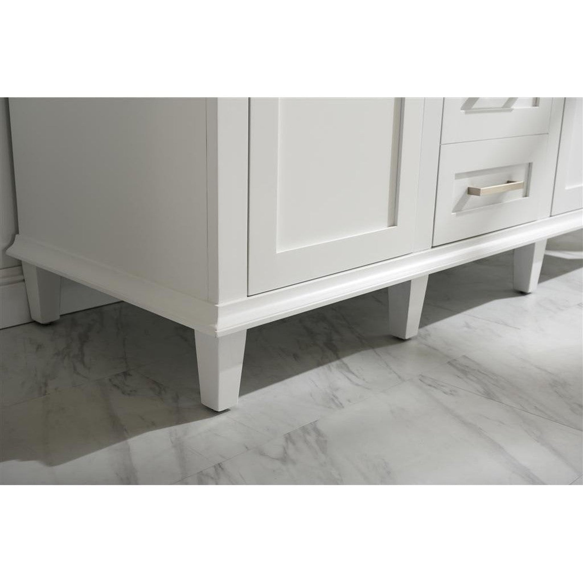 Legion Furniture WLF2254 54" White Freestanding Vanity With White Carrara Marble Top and Double White Ceramic Sink