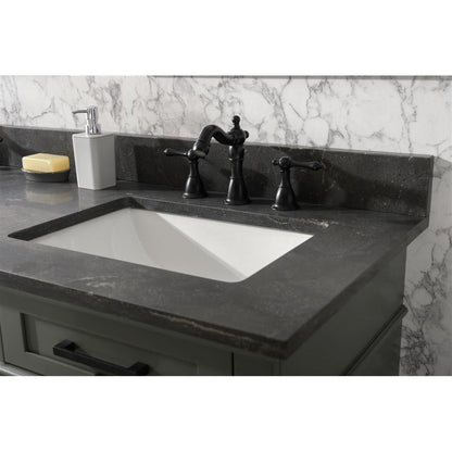 Legion Furniture WLF2260D 60" Pewter Green Freestanding Vanity With Blue Lime Stone Top and Double White Ceramic Sink