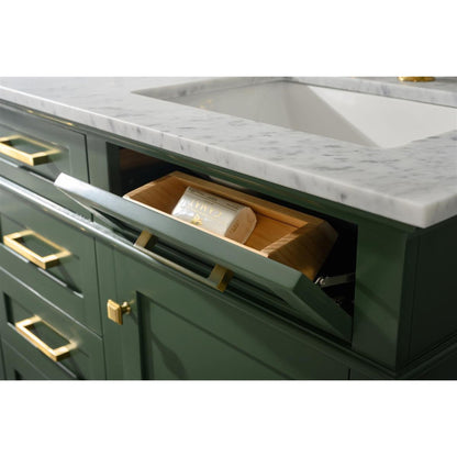 Legion Furniture WLF2260D 60" Vogue Green Freestanding Vanity With White Carrara Marble Top and Double White Ceramic Sink