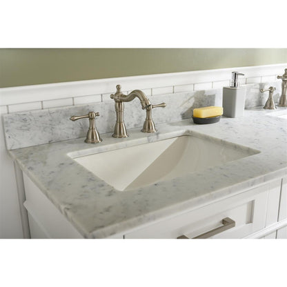 Legion Furniture WLF2260D 60" White Freestanding Vanity With White Carrara Marble Top and Double White Ceramic Sink