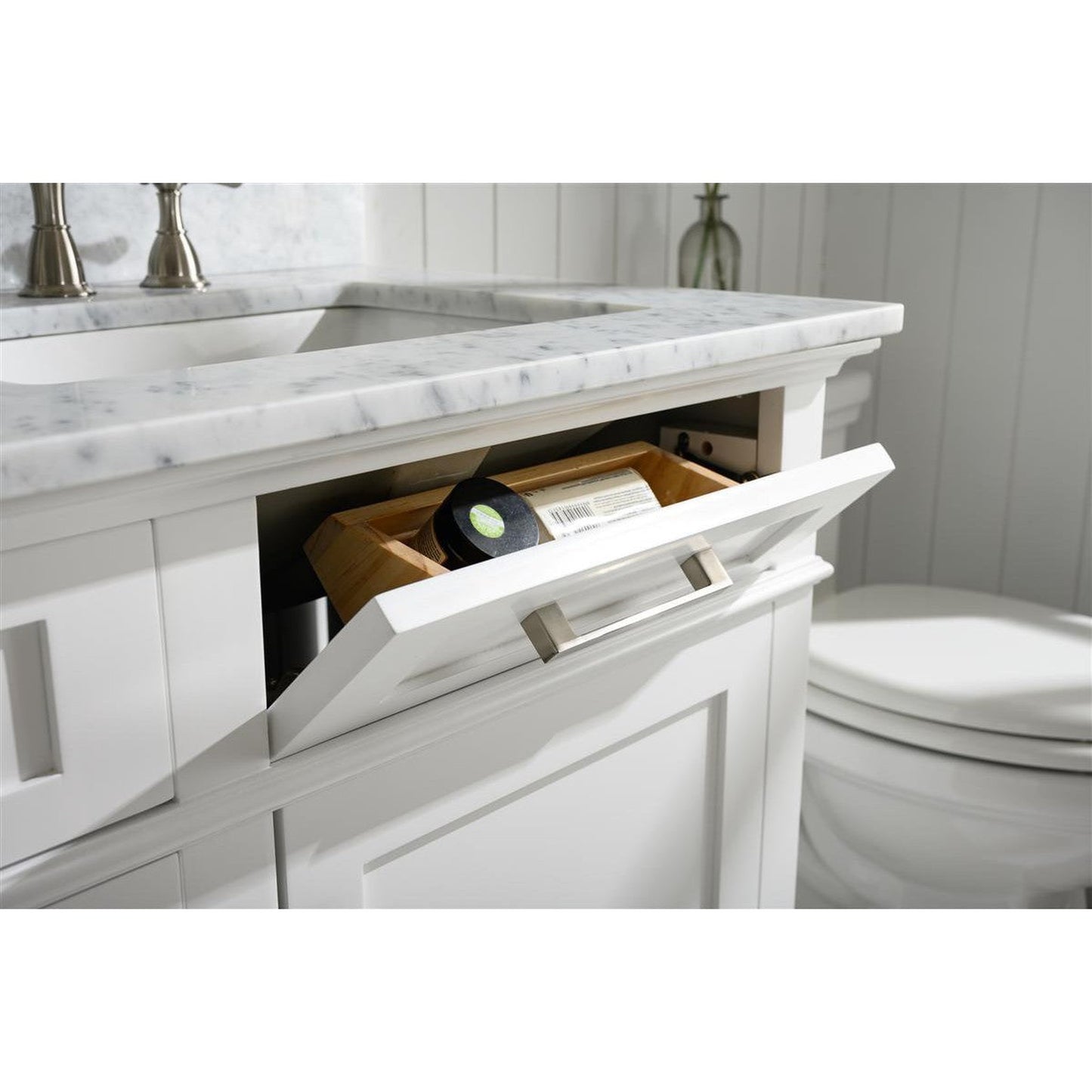 Legion Furniture WLF2260D 60" White Freestanding Vanity With White Carrara Marble Top and Double White Ceramic Sink