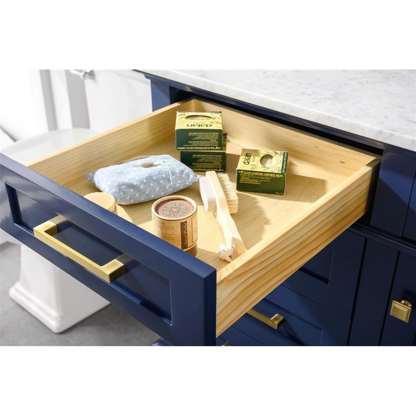 Legion Furniture WLF2260S 60" Blue Freestanding Vanity With White Carrara Marble Top and Single White Ceramic Sink