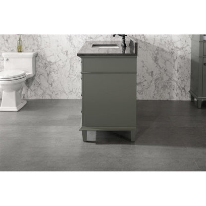 Legion Furniture WLF2260S 60" Pewter Green Freestanding Vanity With Blue Lime Stone Top and Single White Ceramic Sink