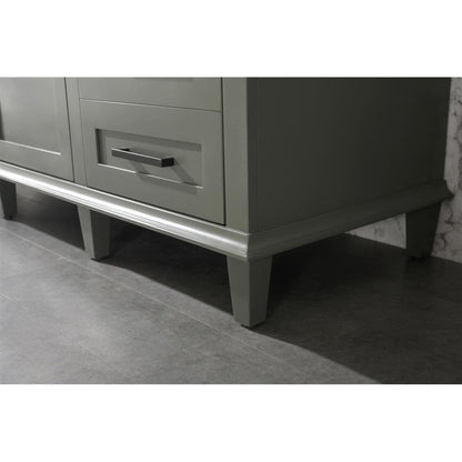 Legion Furniture WLF2260S 60" Pewter Green Freestanding Vanity With Blue Lime Stone Top and Single White Ceramic Sink