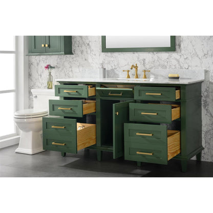 Legion Furniture WLF2260S 60" Vogue Green Freestanding Vanity With White Carrara Quartz Top and Single White Ceramic Sink