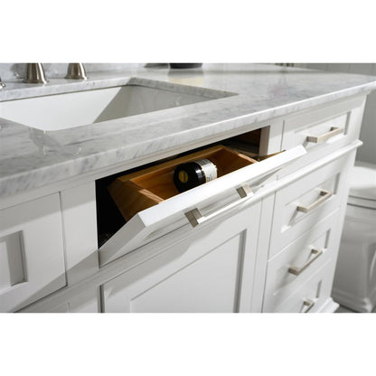 Legion Furniture WLF2260S 60" White Freestanding Vanity With White Carrara Quartz Top and Single White Ceramic Sink