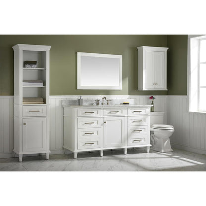 Legion Furniture WLF2260S 60" White Freestanding Vanity With White Carrara Quartz Top and Single White Ceramic Sink