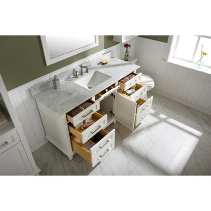 Legion Furniture WLF2260S 60" White Freestanding Vanity With White Carrara Quartz Top and Single White Ceramic Sink