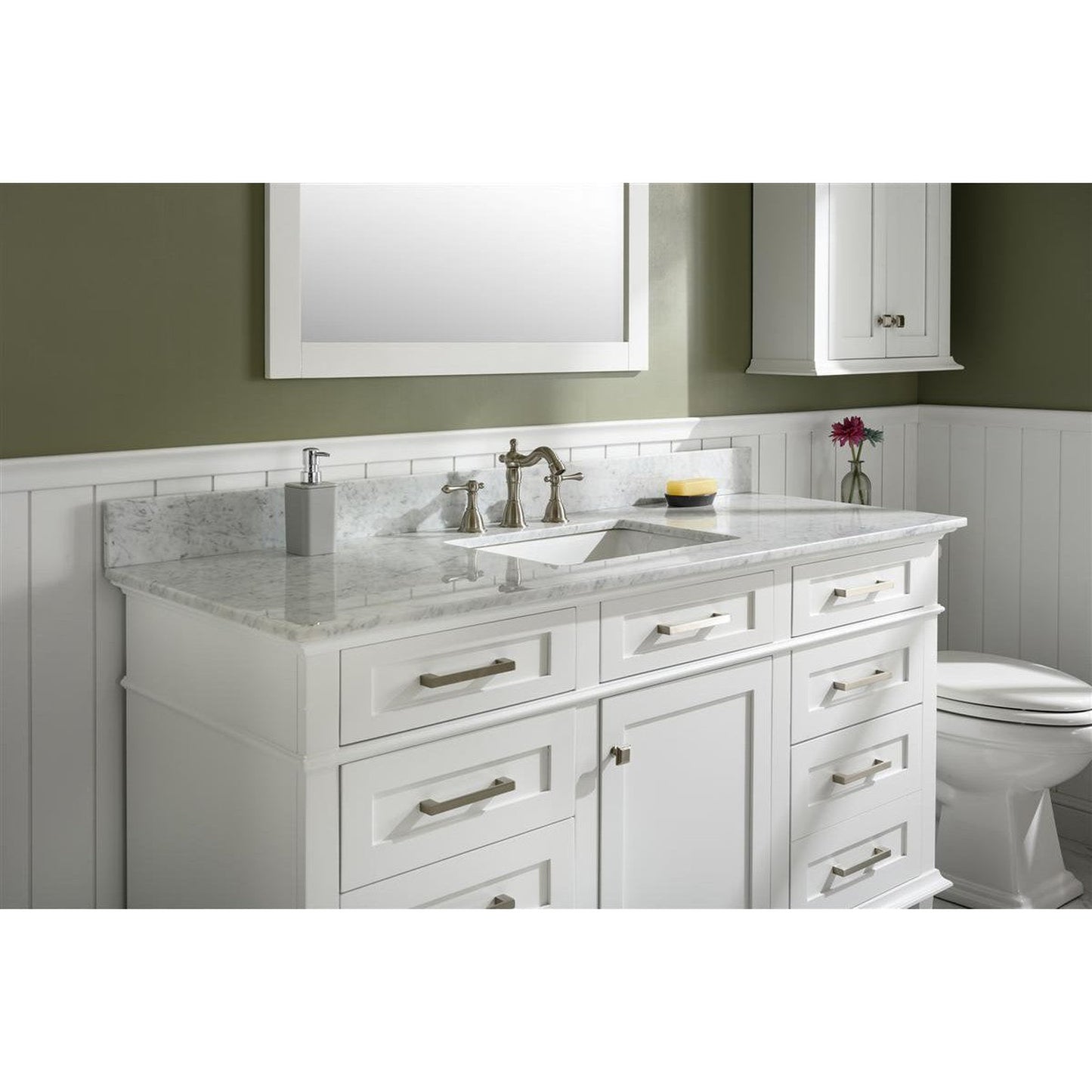 Legion Furniture WLF2260S 60" White Freestanding Vanity With White Carrara Quartz Top and Single White Ceramic Sink