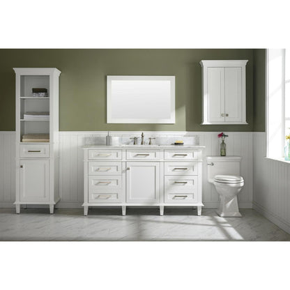 Legion Furniture WLF2260S 60" White Freestanding Vanity With White Carrara Quartz Top and Single White Ceramic Sink