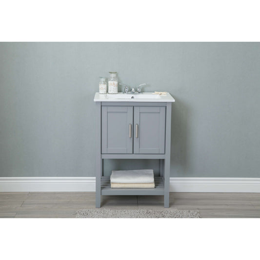 Legion Furniture WLF6020-G 24" Gray Freestanding Vanity With White Ceramic Top and Sink