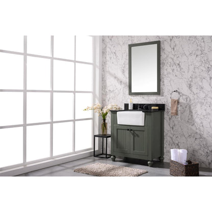 Legion Furniture WLF6022 30" Pewter Green Freestanding Vanity Cabinet With Black Granite Top and White Ceramic Farm Sink