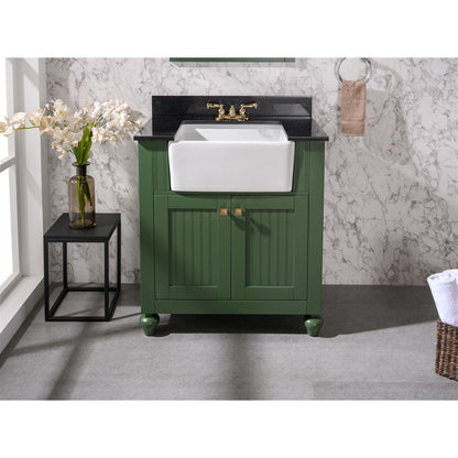 Legion Furniture WLF6022 30" Vogue Green Freestanding Vanity Cabinet With Black Granite Top and White Ceramic Farm Sink