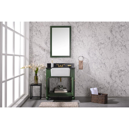 Legion Furniture WLF6022 30" Vogue Green Freestanding Vanity Cabinet With Black Granite Top and White Ceramic Farm Sink