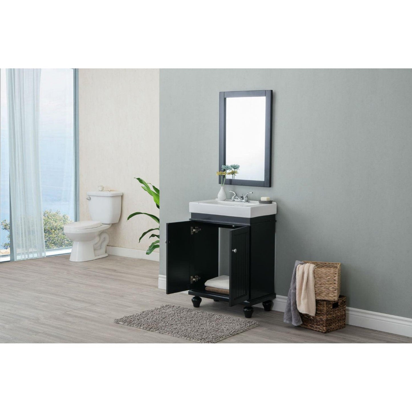 Legion Furniture WLF6028-E 24" Espresso Freestanding Vanity With White Ceramic Top and Integrated Sink