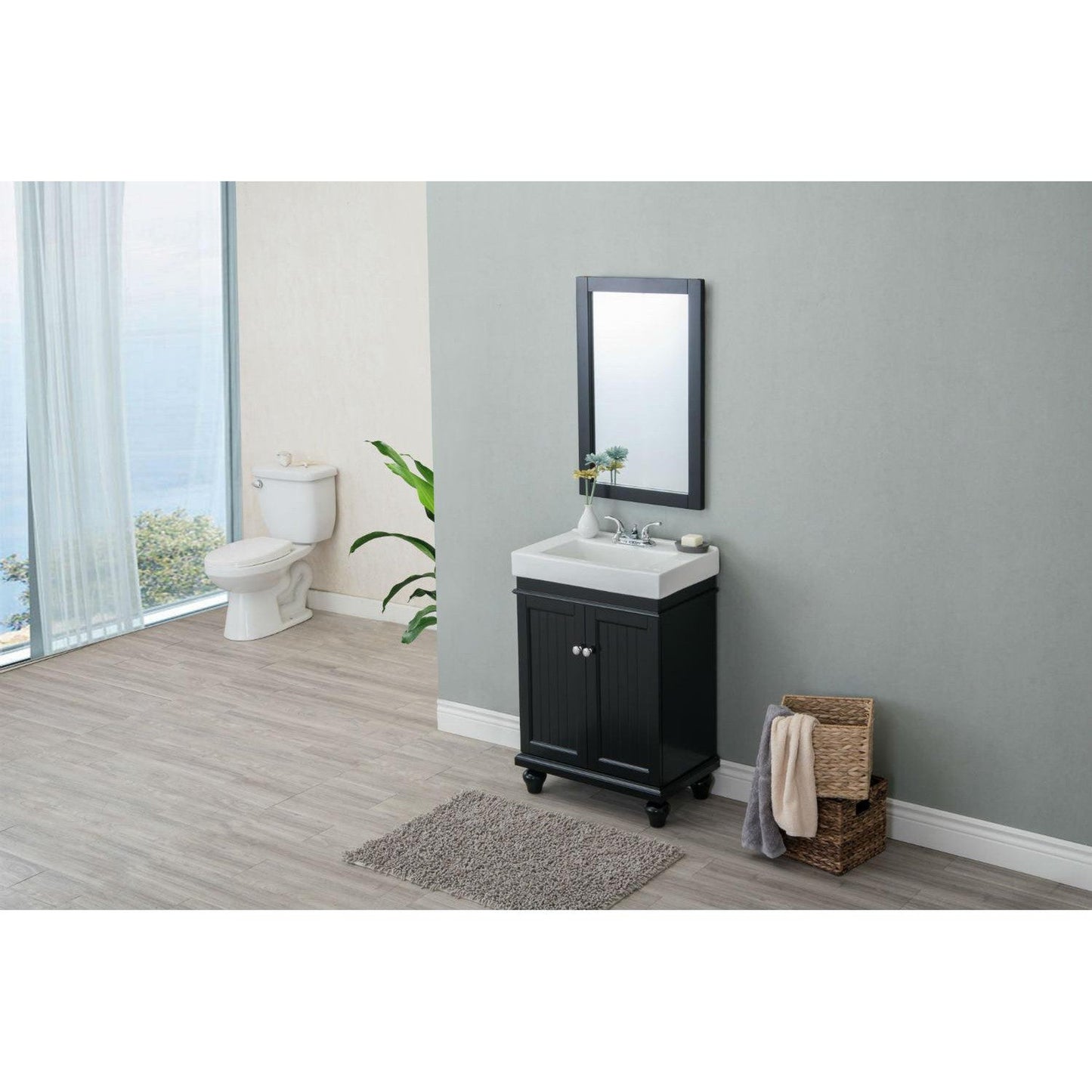 Legion Furniture WLF6028-E 24" Espresso Freestanding Vanity With White Ceramic Top and Integrated Sink