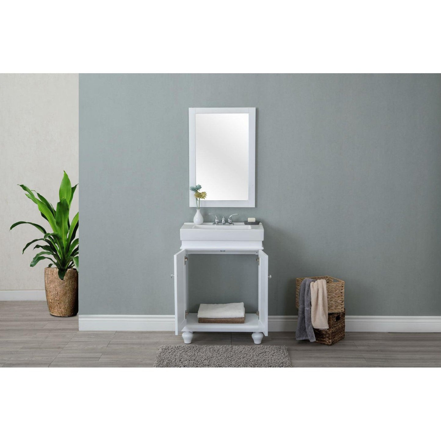 Legion Furniture WLF6028-W 24" White Freestanding Vanity With White Ceramic Top and Integrated Sink