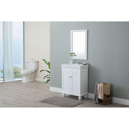 Legion Furniture WLF6028-W 24" White Freestanding Vanity With White Ceramic Top and Integrated Sink