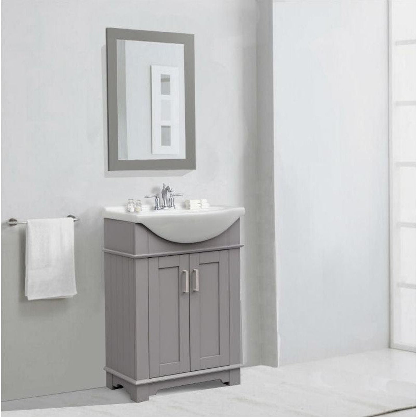 Legion Furniture WLF6042-G 24" Gray Freestanding Vanity With White Ceramic Top and Sink