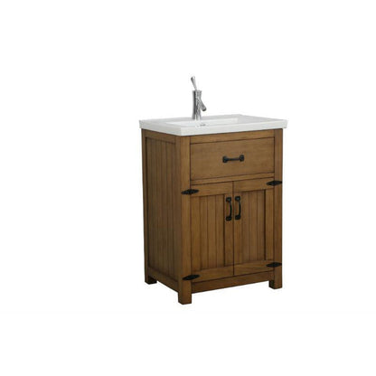 Legion Furniture WLF6044-24 24" Weathered Brown Freestanding Vanity With White Ceramic Top and Sink