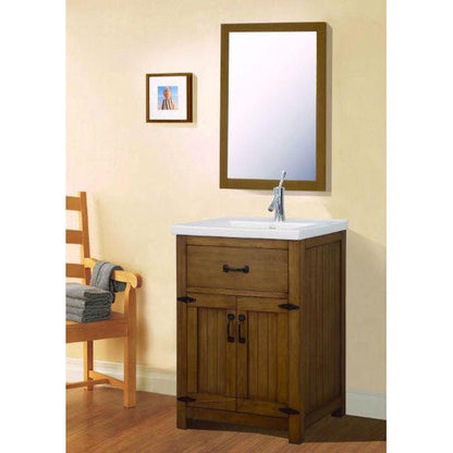 Legion Furniture WLF6044-24 24" Weathered Brown Freestanding Vanity With White Ceramic Top and Sink