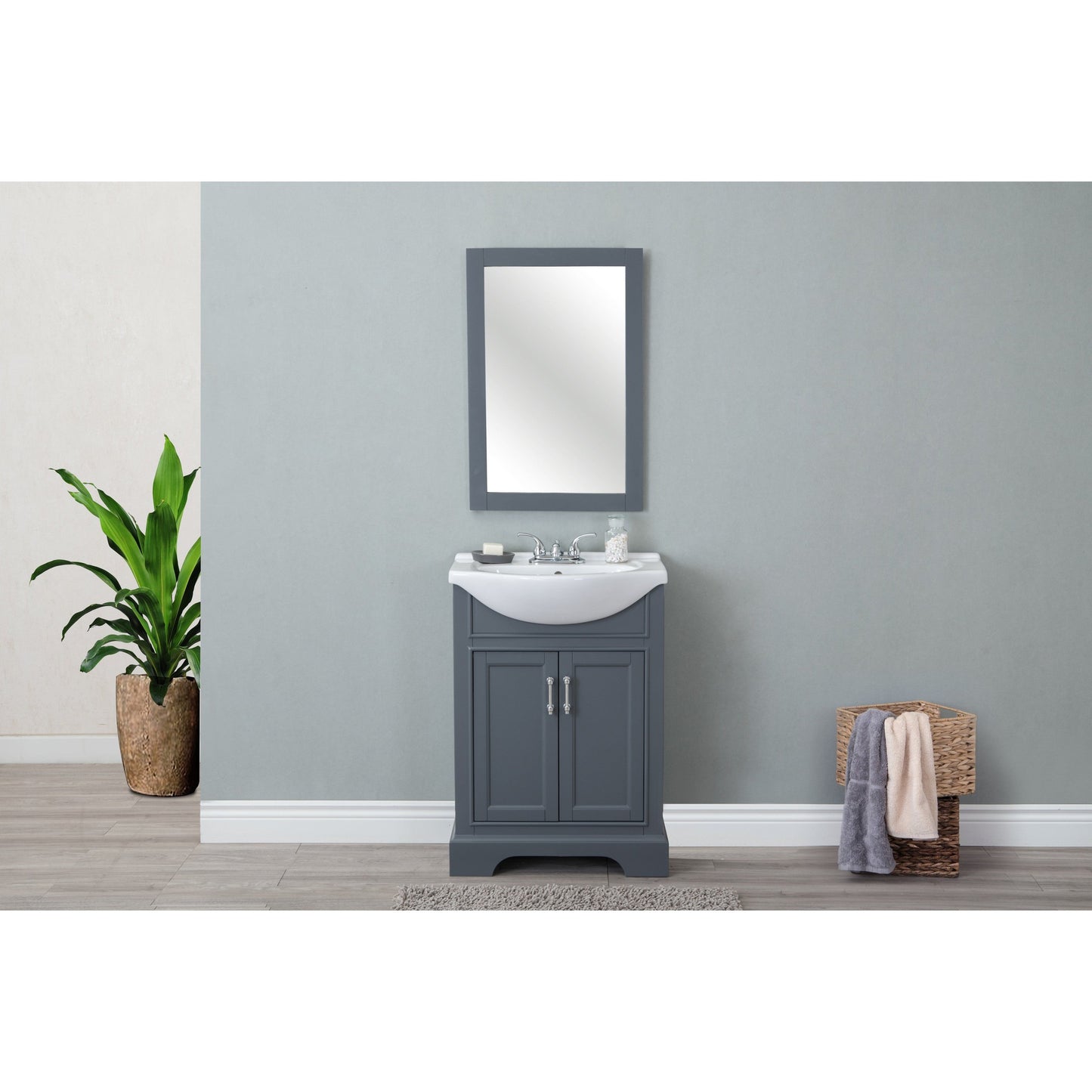 Legion Furniture WLF6046 24" Gray Freestanding Vanity With White Ceramic Top and Sink