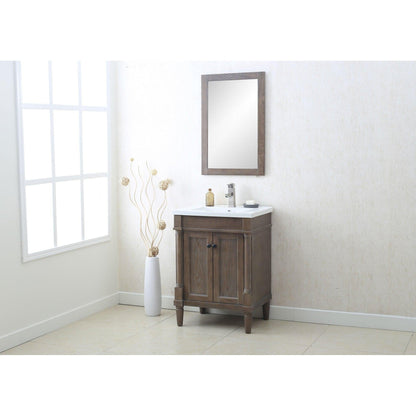 Legion Furniture WLF7021 24" Weather Gray Freestanding Vanity With White Ceramic Top and Integrated Sink