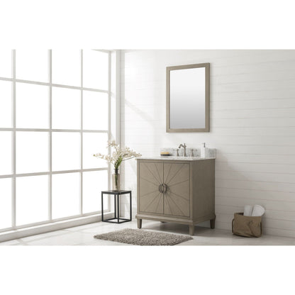Legion Furniture WLF7040 30" Antique Gray Freestanding Vanity With Carrara White Marble Top and White Ceramic Sink