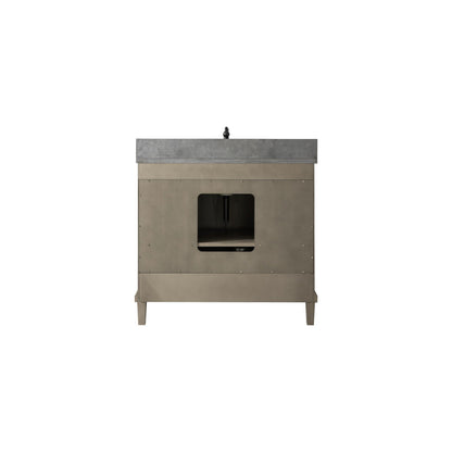 Legion Furniture WLF7040 36" Antique Gray Freestanding Vanity With Blue Limestone Top and White Ceramic Sink