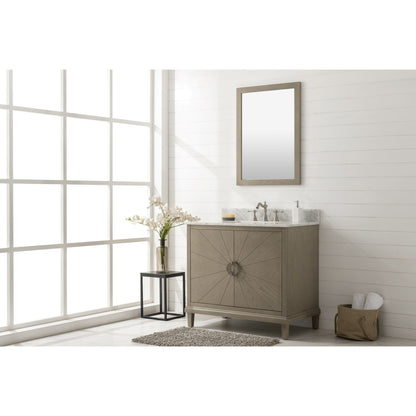 Legion Furniture WLF7040 36" Antique Gray Freestanding Vanity With Carrara White Marble Top and White Ceramic Sink