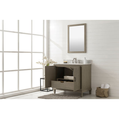 Legion Furniture WLF7040 36" Antique Gray Freestanding Vanity With Carrara White Marble Top and White Ceramic Sink